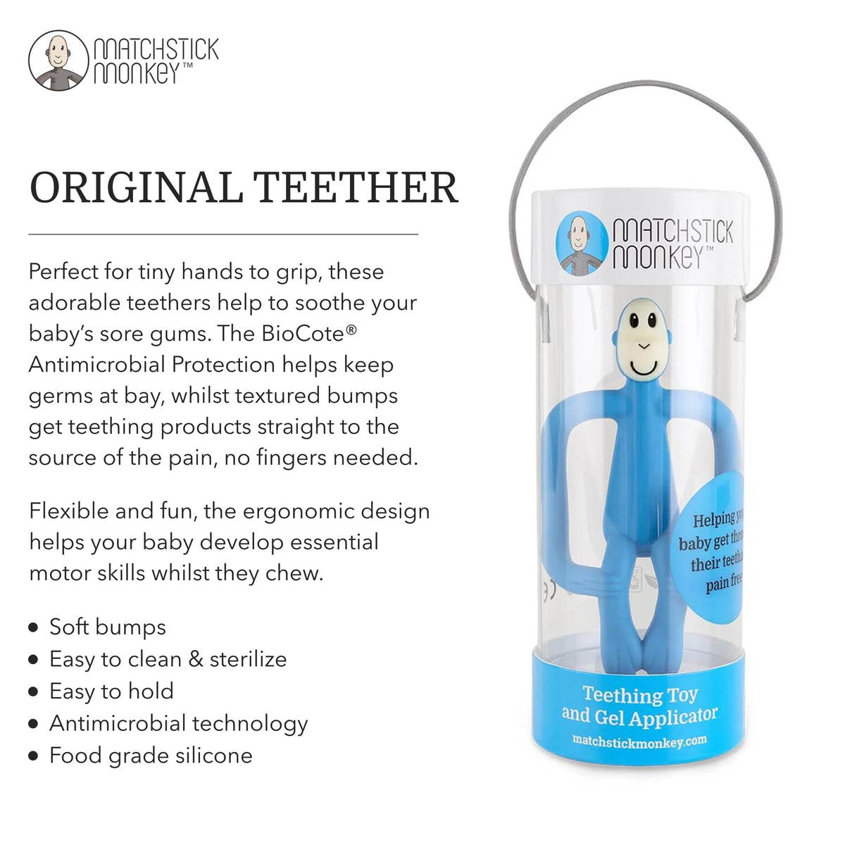 Matchstick Monkey Original Teether with Gel Applicator, Hearts