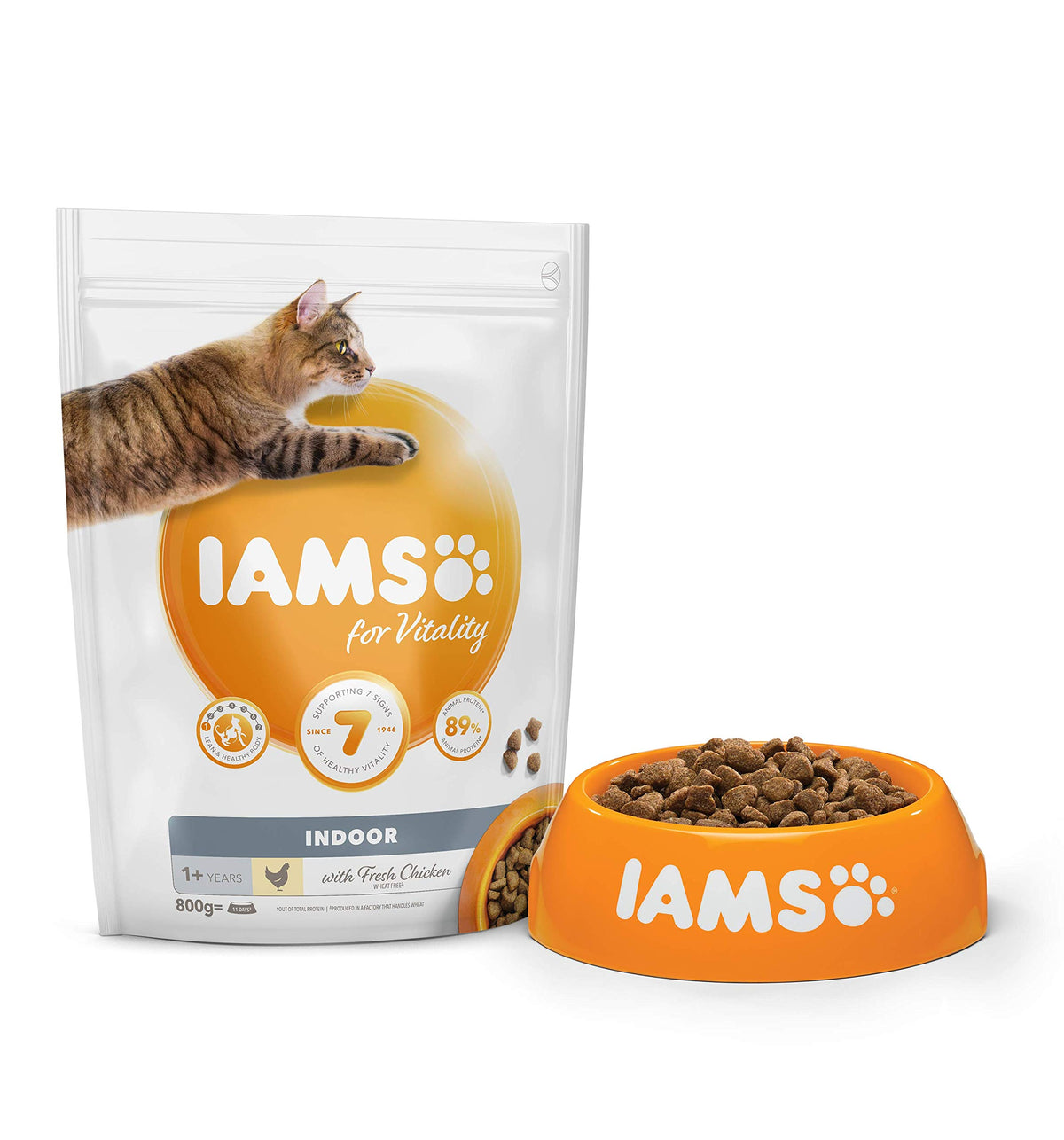 IAMS Indoor Complete Dry Cat Food Chicken 3kg - Litter Odour Control, Hairballs & Weight Management