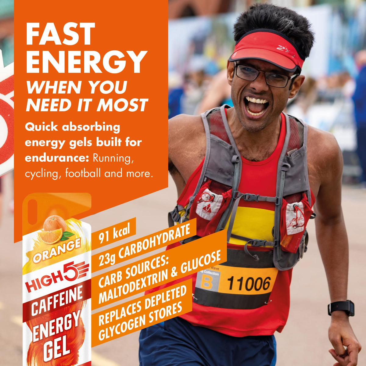 HIGH5 Energy Gels, Running Gel for Fast & Sustained Energy, Mixed, 8 x 40g