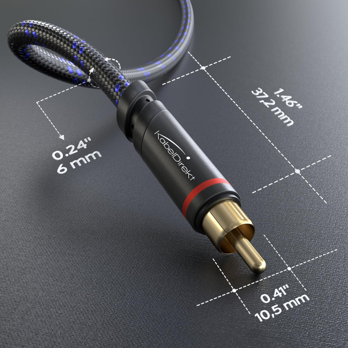 KabelDirekt – RCA cable – 4m – 2×2, braided