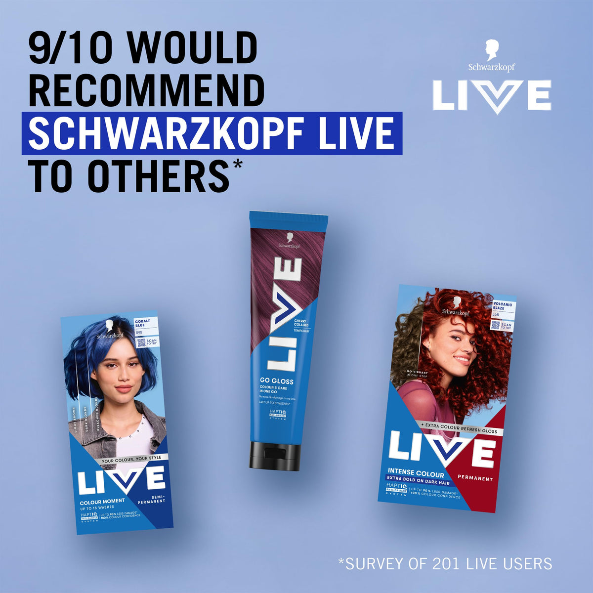 Schwarzkopf LIVE Intense Colour Hair Dye, 099 Deep Black