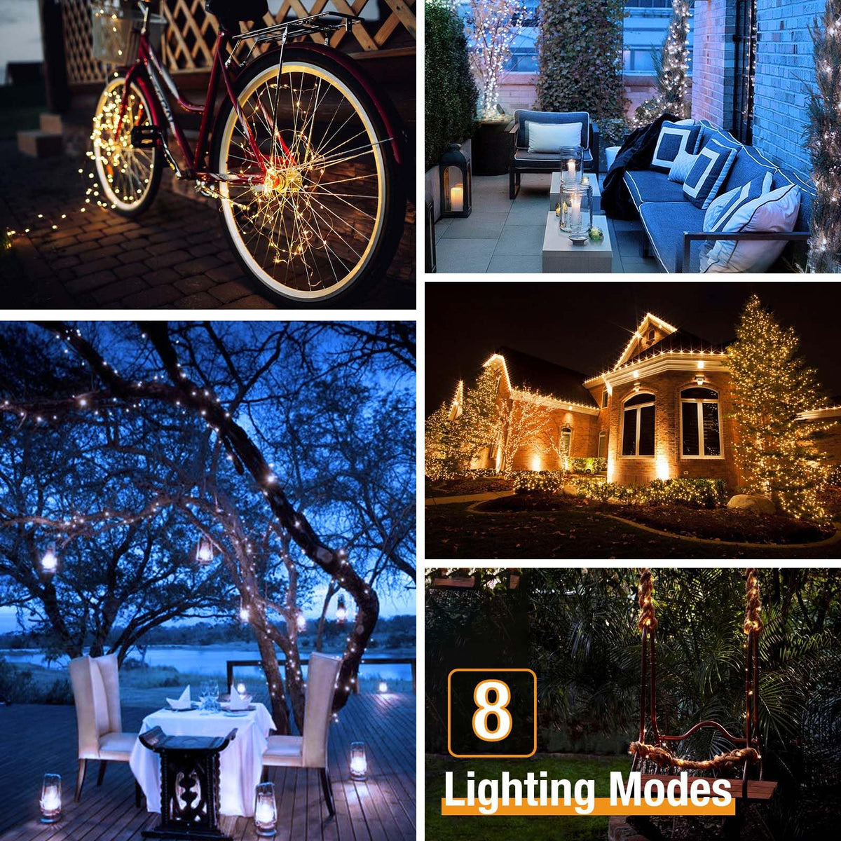 btfarm 2 Pack Solar String Lights Outdoor Garden, 15M/50FT 150 LED