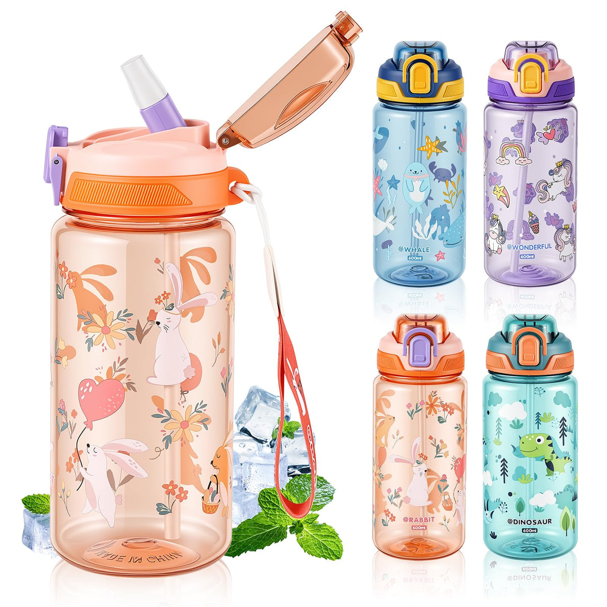 SEASEVEN Flat Water Bottle 750ML for Gym,School Office(Flat Pink)