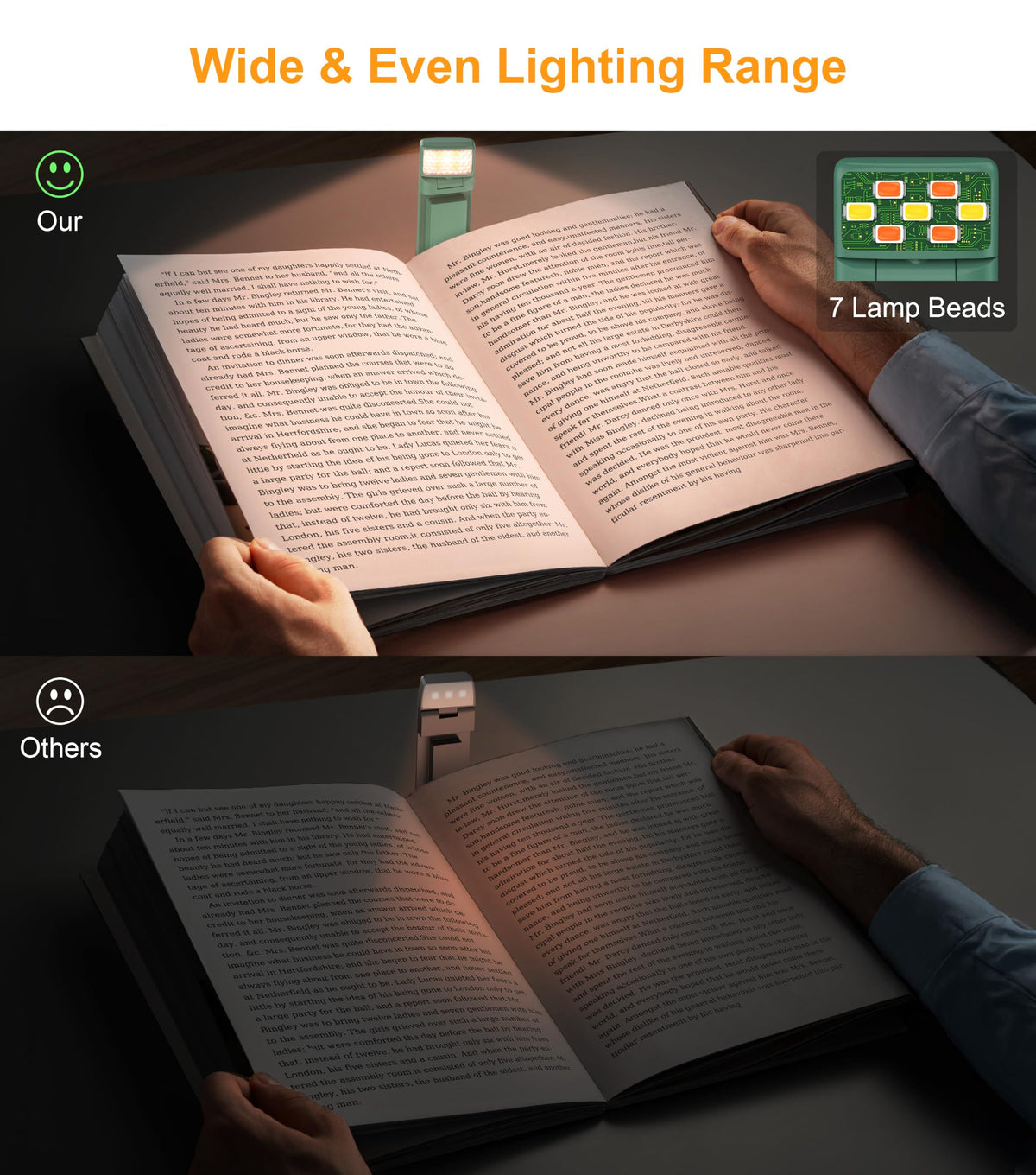 Gritin Book Light Rechargeable, Reading Light Lamp Clip on Book for Reading