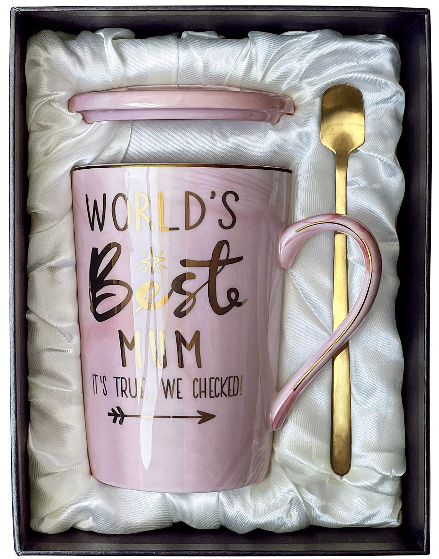 Unique Teacher Appreciation Gifts for Women - Best Teacher Gifts for Teachers, 14oz Pink Marble Ceramic Coffee Mug Printed with Gold, Retirement Birthday Graduation Ideas, End of The Year, Gift Boxed
