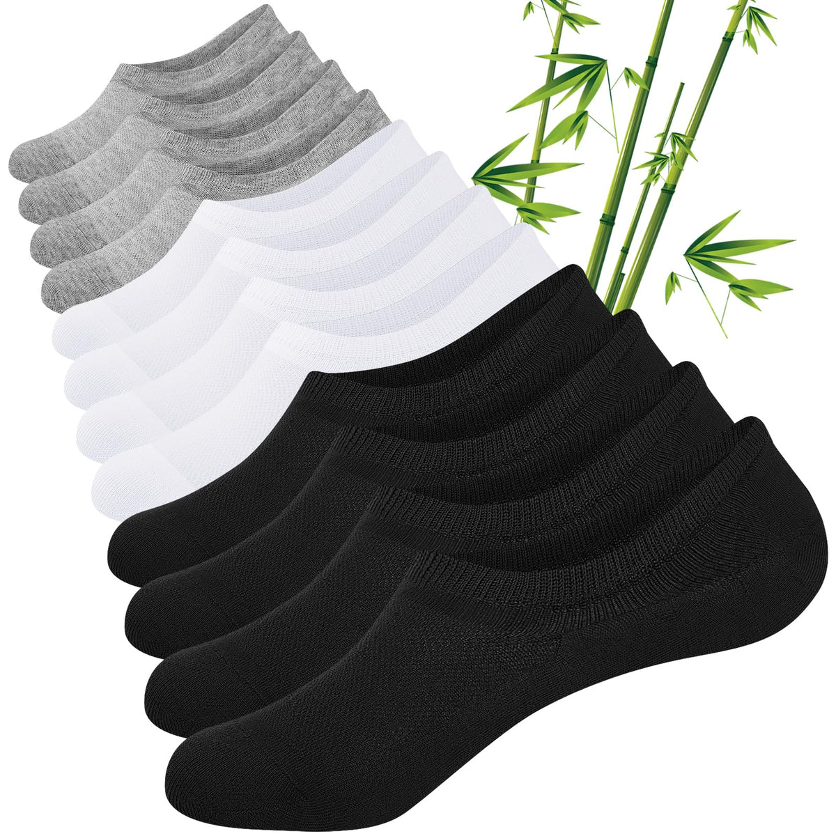 Cirorld Bamboo No Show Socks for Men & Women, 6 Pairs, Non-Slip