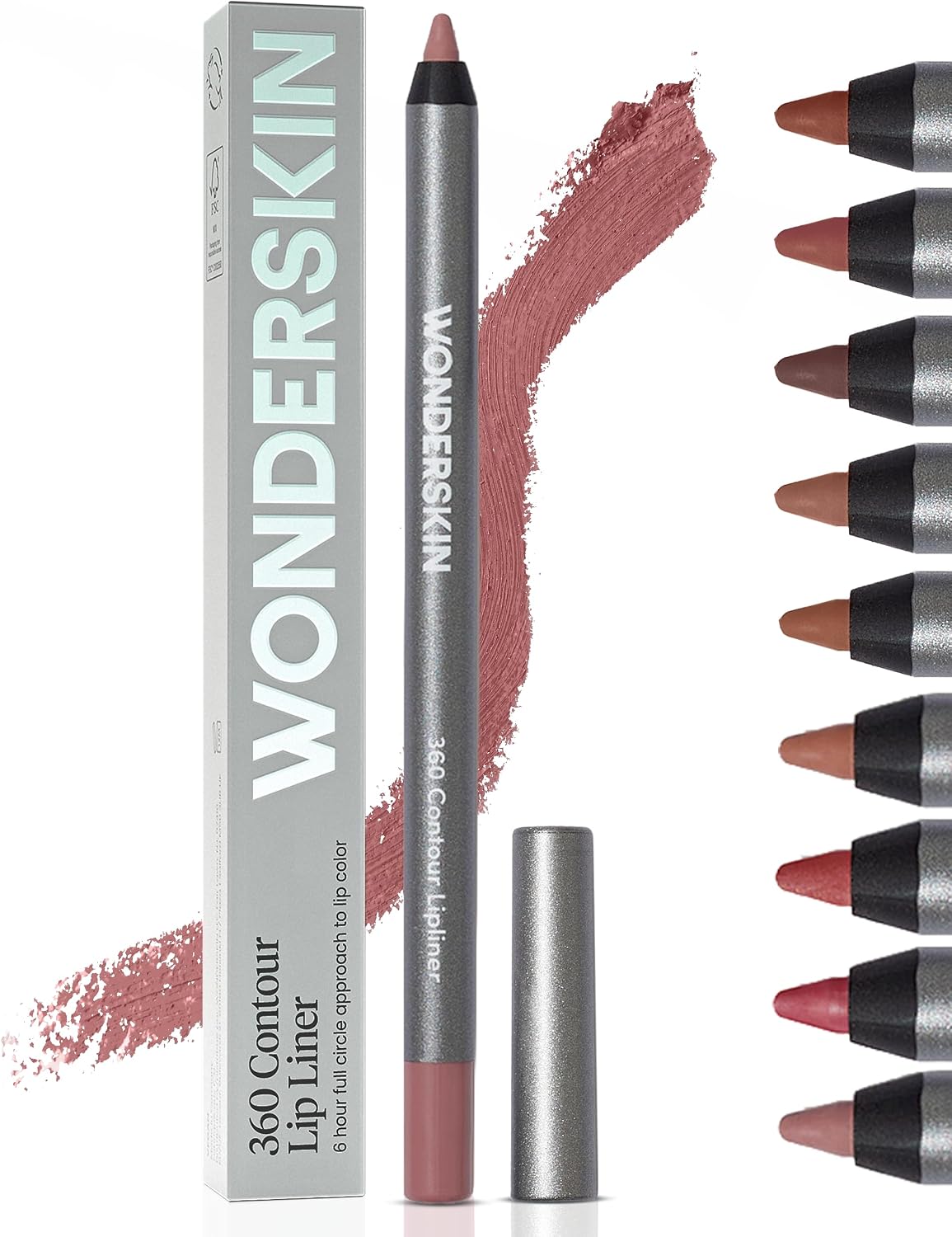 Wonderskin Lip Liner Pencil - 360 Contour Lipliner, Long Lasting, Sharpenable, Waterproof and Transfer-Proof Nude Lip Liner Pencil (Blush)