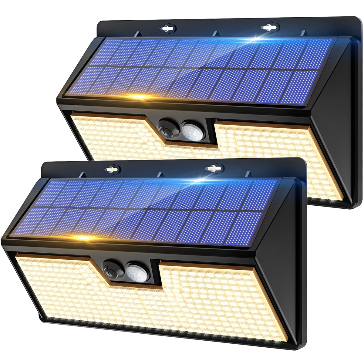 vighep Solar Security Lights Outdoor Motion Sensor, White 318LED Led Solar Powered Light with 3 Lighting Modes, IP65 Waterproof Wireless Pir Wall Light for Outside Garden Fence Yard-Warm White