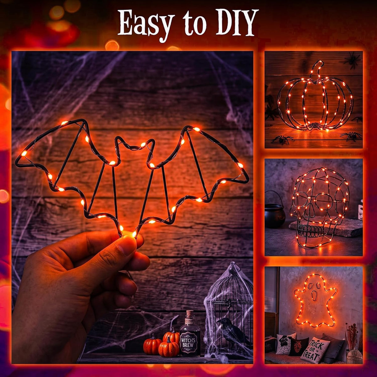 btfarm 2 Pack Halloween Orange Fairy Lights Battery Operated with Timer
