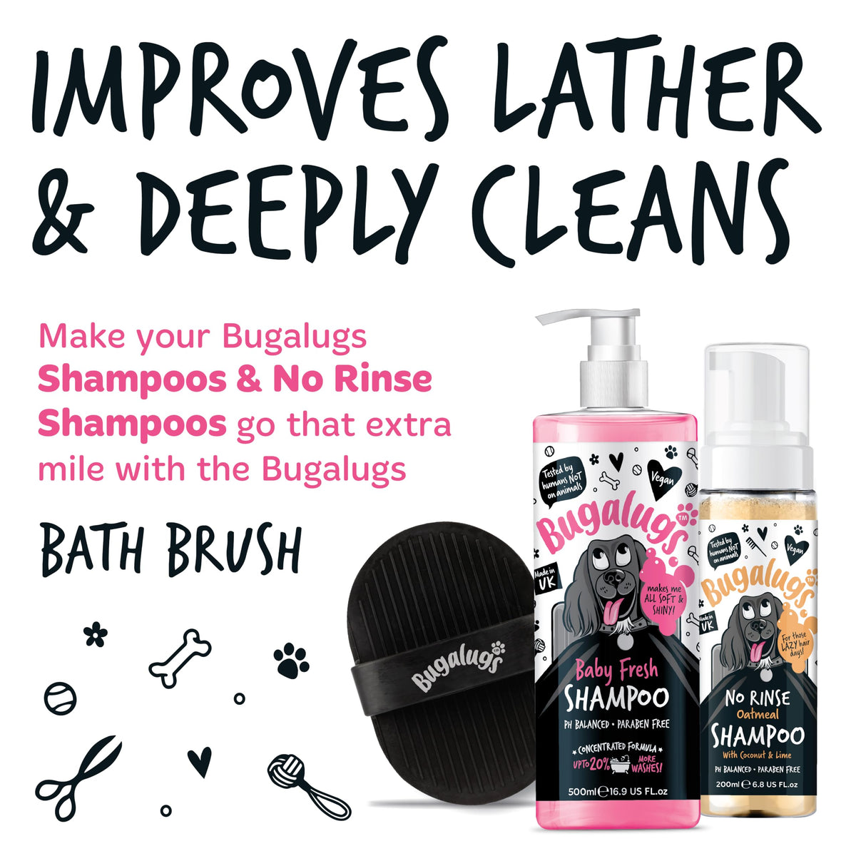 Flea and Tick Dog Shampoo by Bugalugs, Works on Smelly Puppies & Dogs, Contains Neem Oil PH Balanced Vegan Used by Professional Groom