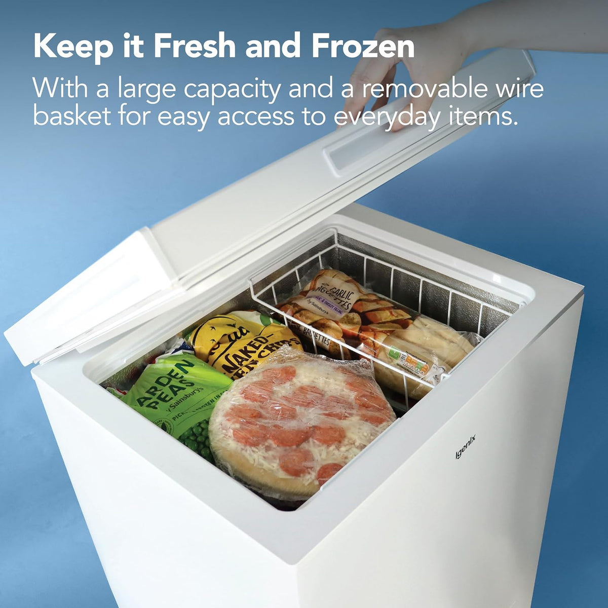Igenix IGCF0198W Freestanding Chest Freezer, 198 Litre, White