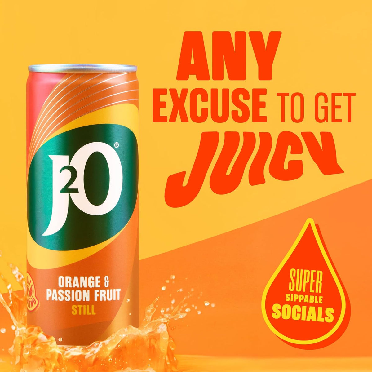 J2O Orange & Passionfruit Juice Blend | 250ml Can | 12 Pack