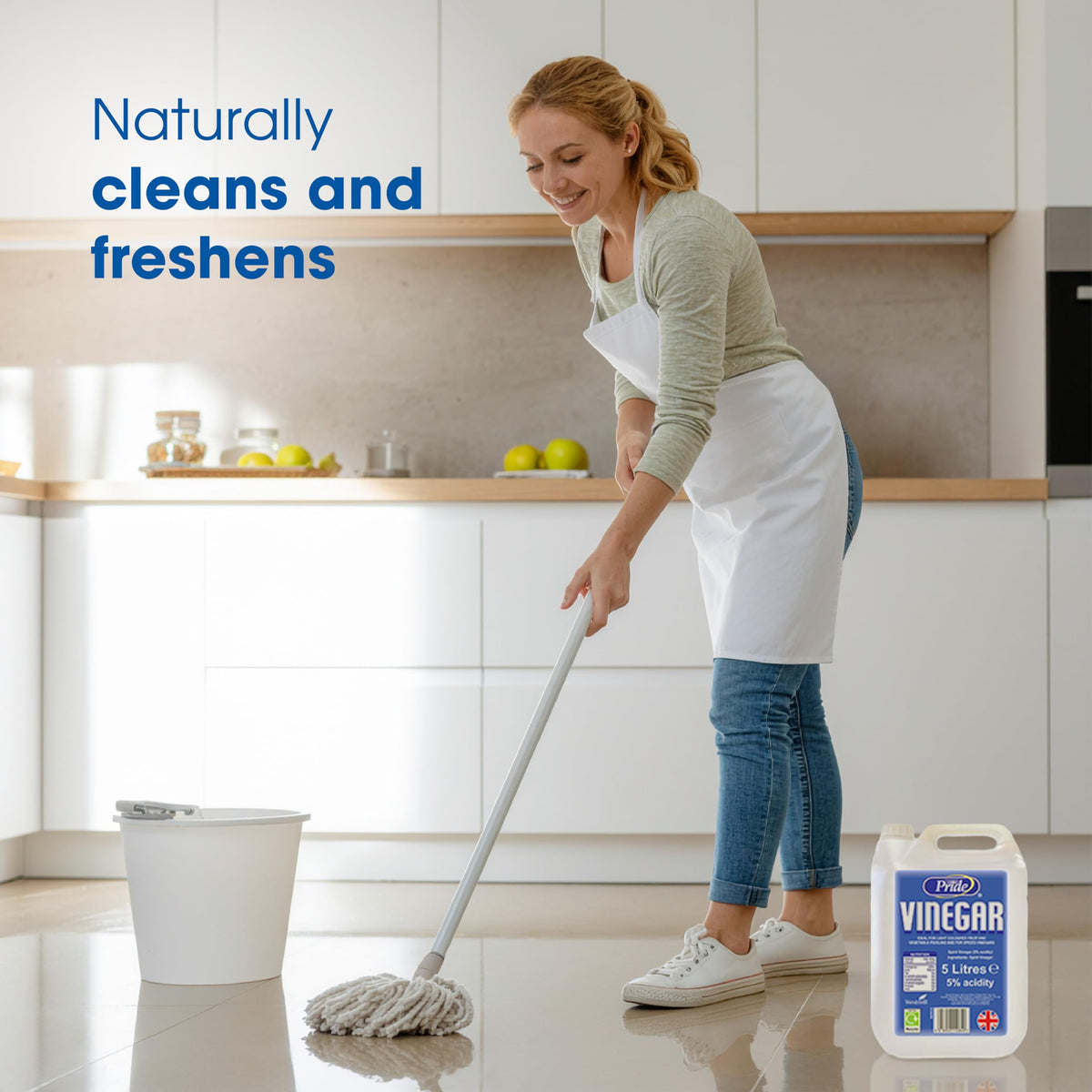 White Vinegar 5L | Food Grade | Suitable for Cleaning, Weed Killer, Limescale Remover, Glass Cleaner, Stain Remover, Baking, Pickling, Marinating | UK Made (Pack of 4)