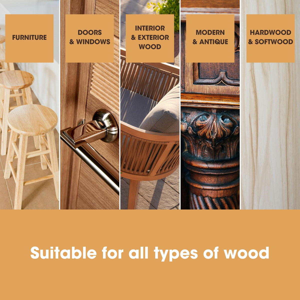 Furniture Clinic Wood Stain (Natural Oak) – Fast Drying, Highly Concentrated, and Easy-to-Apply Light Oak Wood Stain for All Indoor & Outdoor Wood – Water Based & Non-Toxic – 250ml