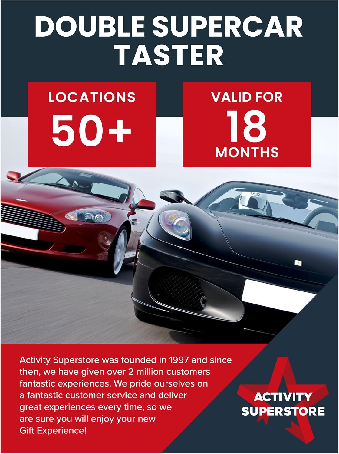 Activity Superstore Double Supercar Taster Gift Experience Voucher