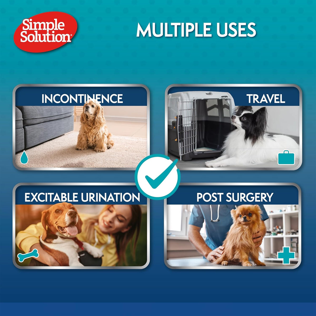 Simple Solution Disposable Dog Diapers for Female Dogs, Super Absorbent Leak-Proof Fit with Wetness Indicator for Excitable Urination, Incontinence or Females in Heat - 12 Pack