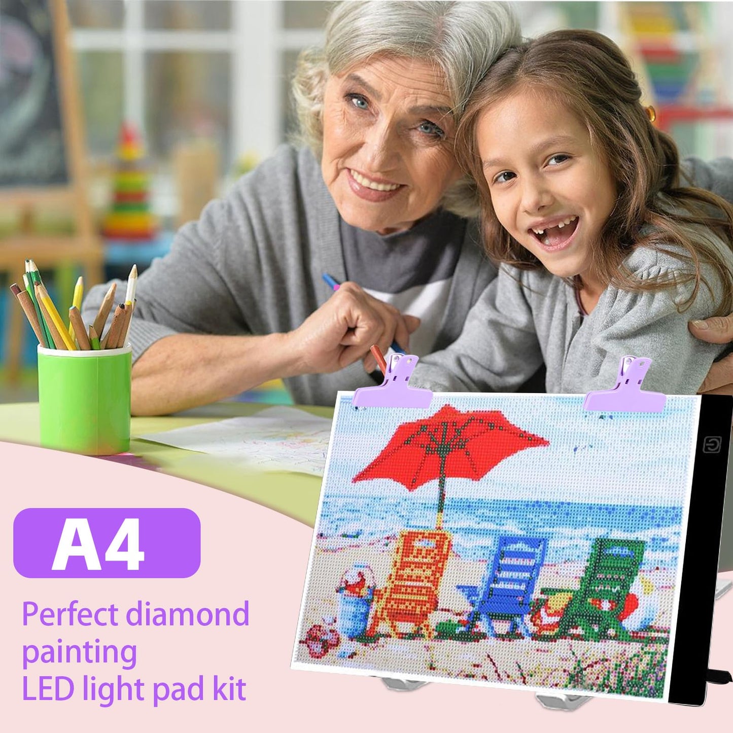 DNSGOOR 189Pcs All Inclusive Diamond Art Accessories Kit Diamond Painting A4 LED Light Pad Set with Diamond Art Sealer Glue Stand Storage Case Pens 5D Painting Tools for DIY Drill Craft