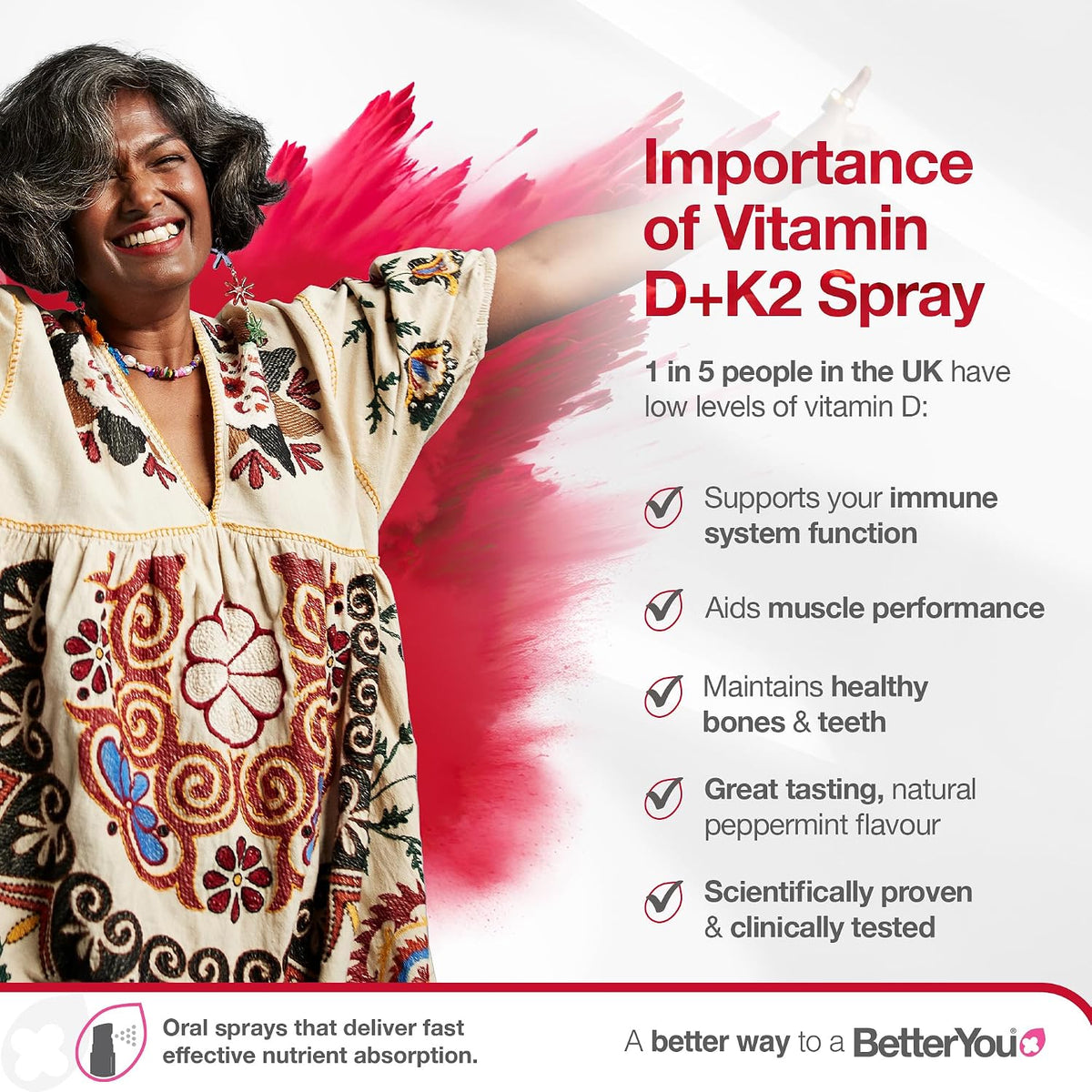 Vitamin D3 3000iu and Vitamin K2 MK-7 75μg, High Strength Oral Spray