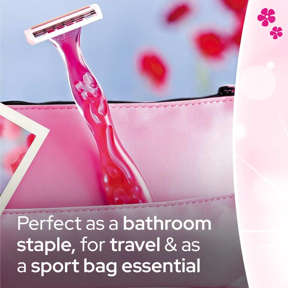 BIC Miss Soleil Disposable Razors for Women, 3 Blade, Pink Handle, Pack 4