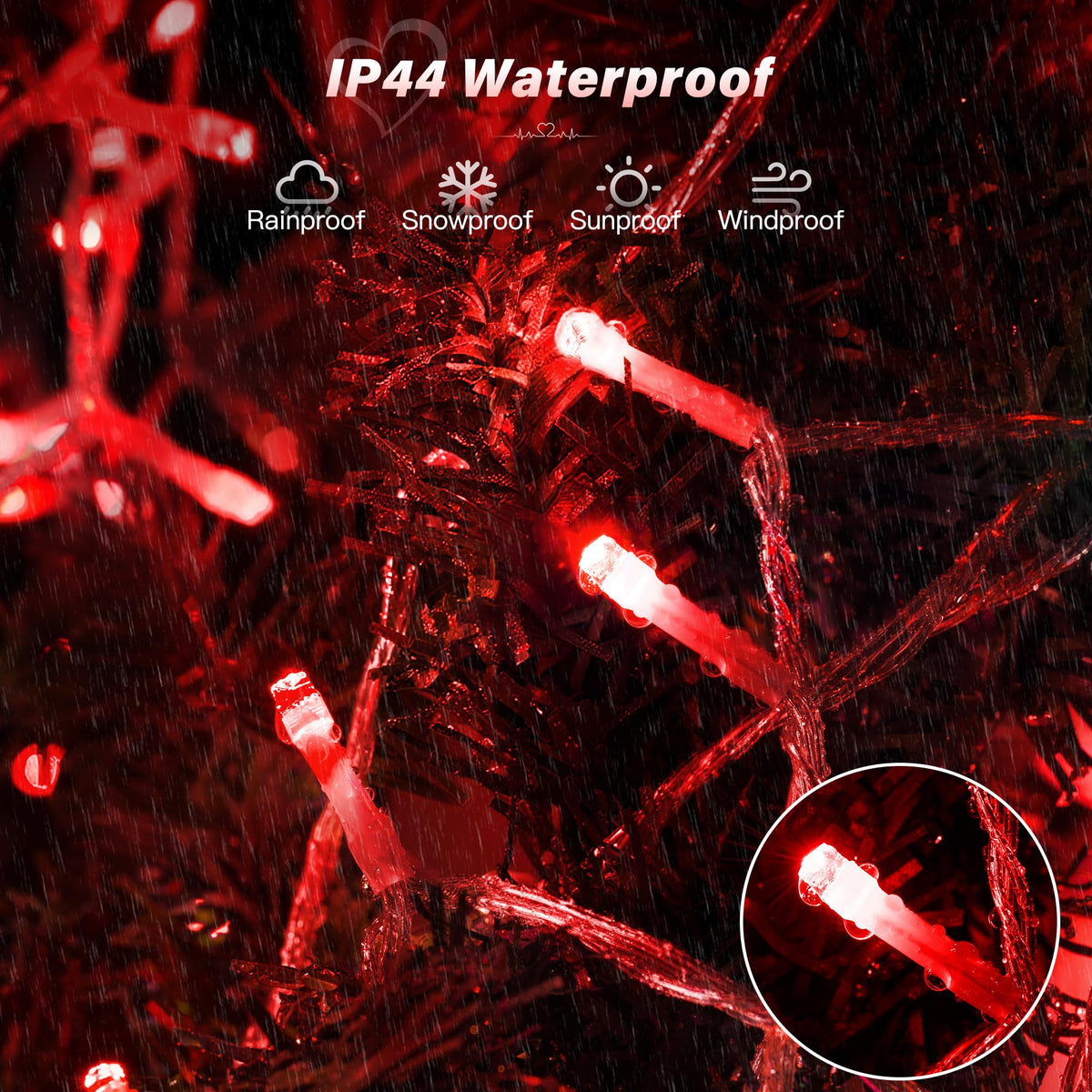 Ollny Fairy Lights Mains Powered 20m 200 LED Outdoor String Plug Remote