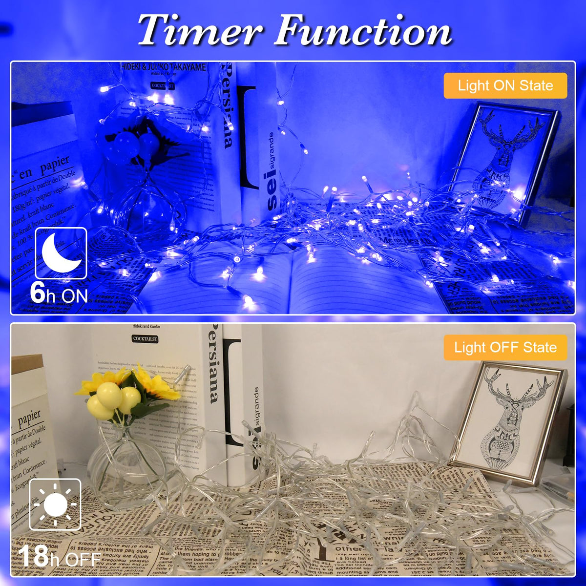 cshare Battery Fairy Lights, 2M 20 LED Fairy Lights Battery Operated with Timer, IP65 Waterproof String Lights for Jar Garden Camping Christmas Indoor Outdoor Decorations, Warm White