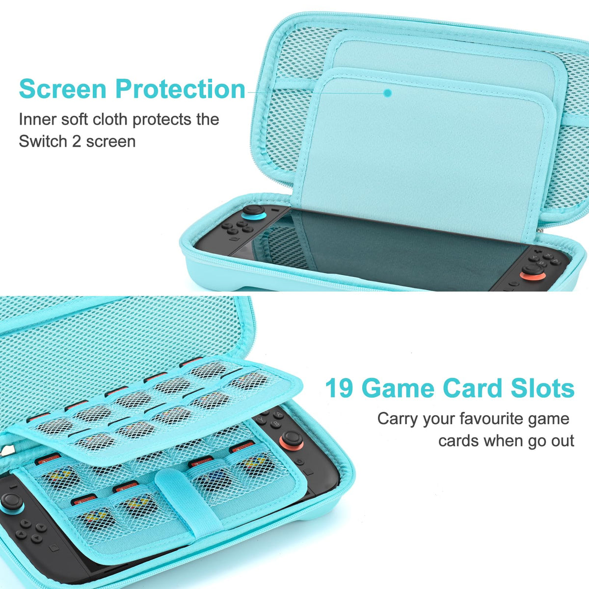 Younik Switch Accessories Bundle, 17 in 1 Switch Accessories Kit for Girls Include Switch Carrying Case with 9 Game Card Slots, Adjustable Stand, Protective Case for Switch Console & J-Con (Blue)