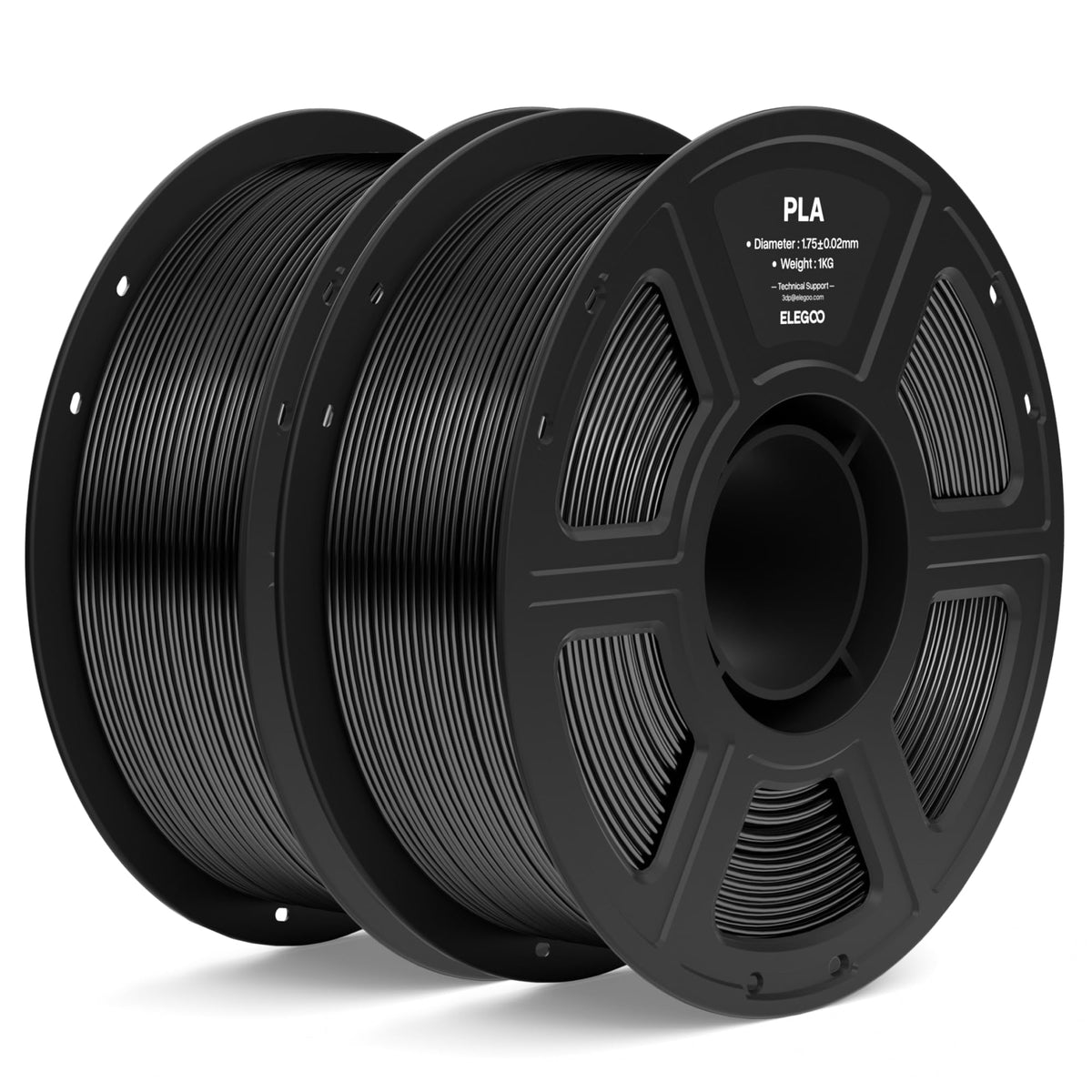 ELEGOO PLA 3D Printer Filament 1.75mm Black 1KG, Easy to Use, Durable