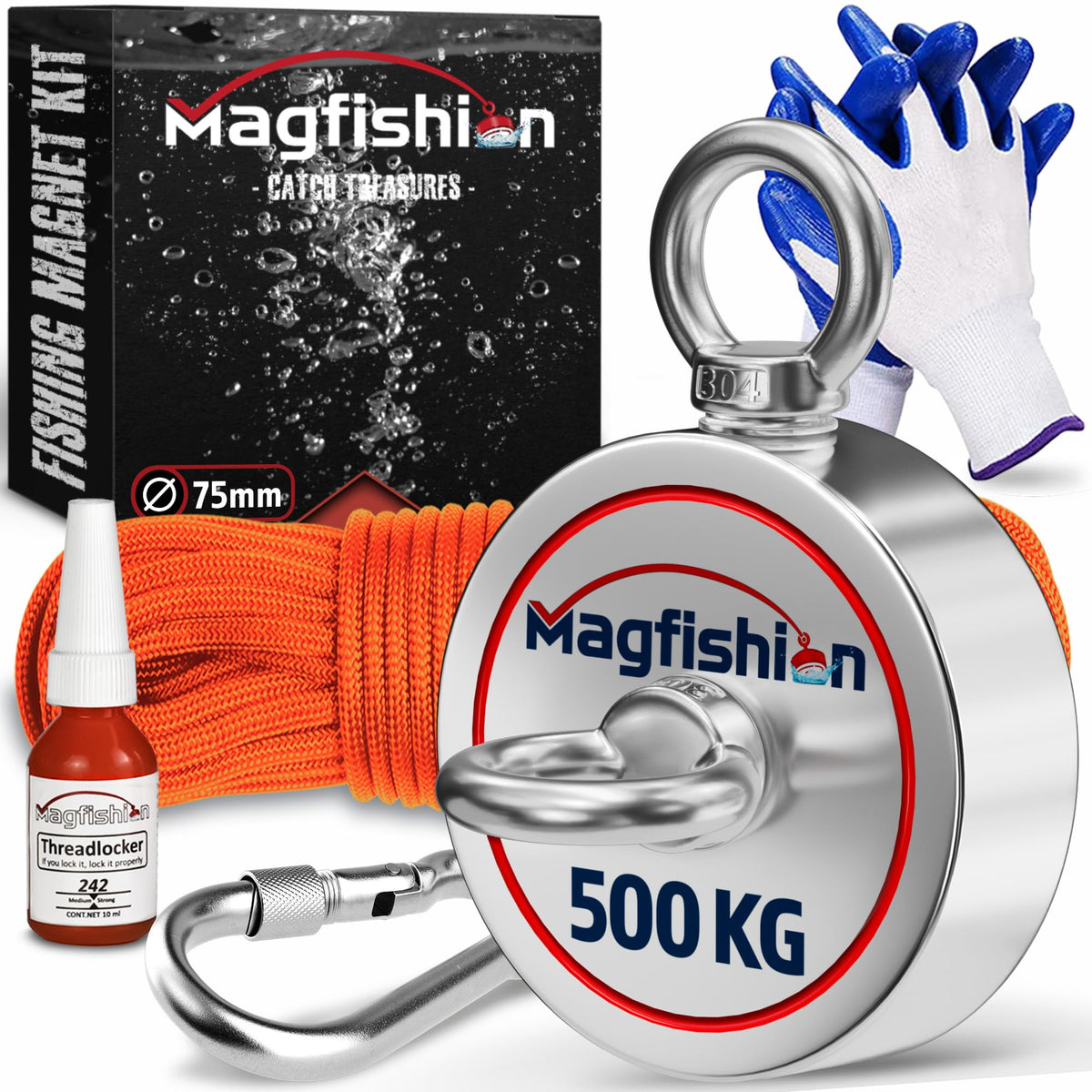 MAGFISHION Magnet Fishing Kit - 700 KG (1600lb) - Ø94mm - Fishing Magnets