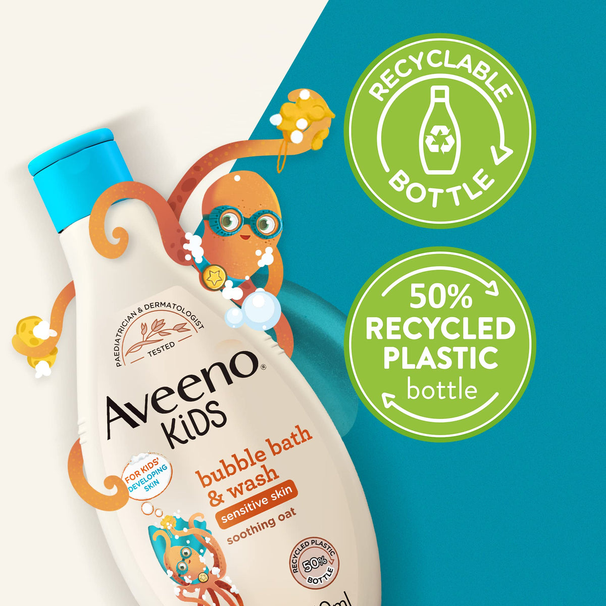 Aveeno Kids Bubble Bath & Wash for Sensitive Skin 250ml Gruffalo Edition