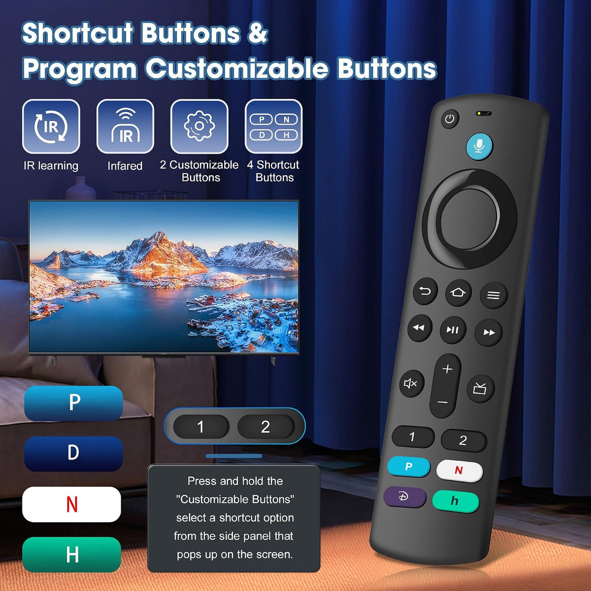 Voice Replacement Remote Control for All Fire-TV-StickSeries HD/Cube/Lite/4K/4K Max Stick Voice Remote Compatible with Pioneer/Hisense Fire Smart TV