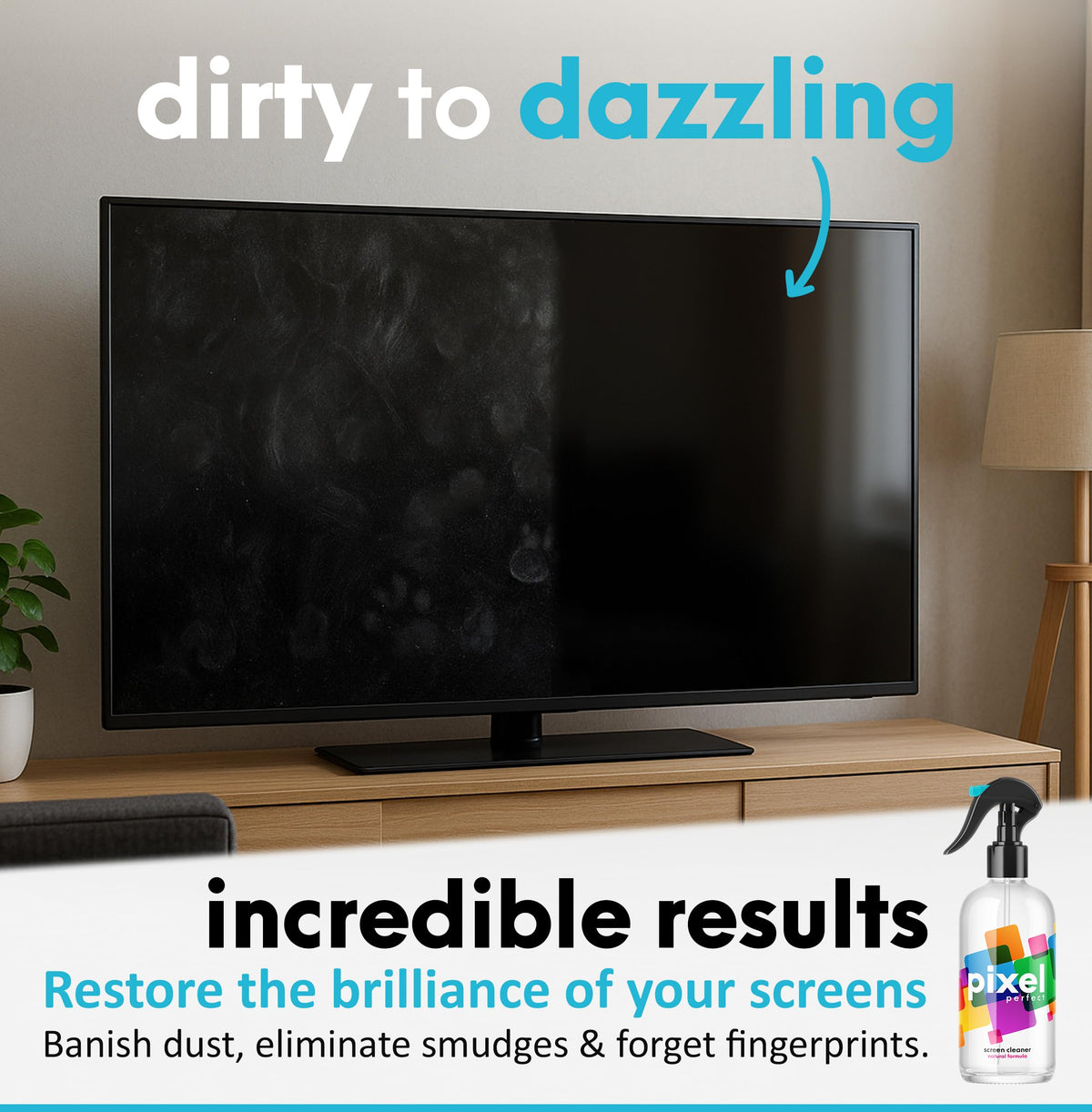Pixel Perfect Screen Cleaner Kit for TV, Laptops, Computers, Monitors, Phones, Tablets, 300ml Cleaning Kit, Premium Natural Spray