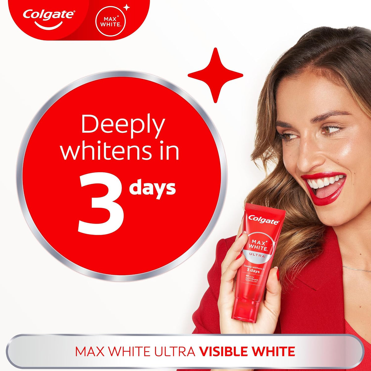 Colgate Max White Ultra Active Foam Whitening Toothpaste, 75ml