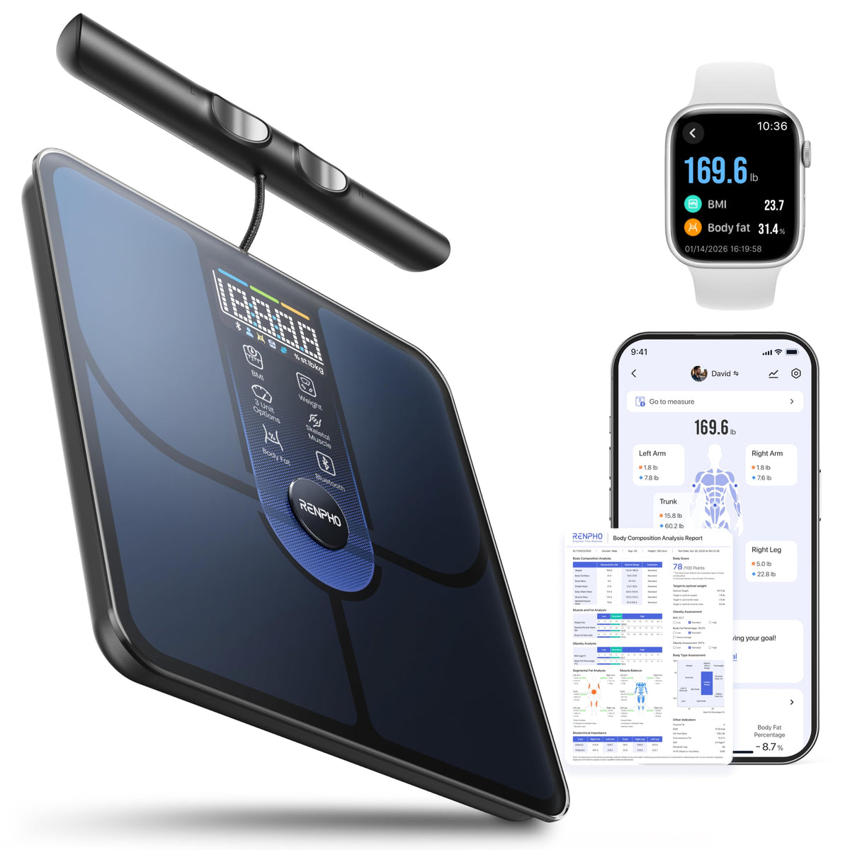 RENPHO Weighing Scales for Body Weight, High Precision, LED Display,Core 1S