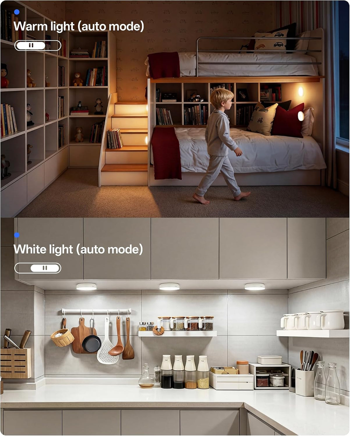 Homelist Motion Sensor Lights Indoor, Rechargeable Night Light, 6 Pack