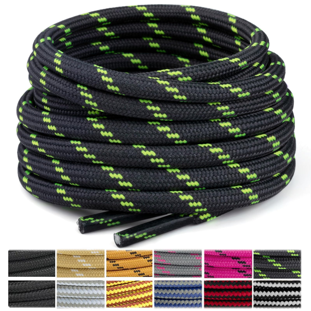 Stepace 2 Pairs Round Heavy Duty Boot Laces for Hiking and Work Boots