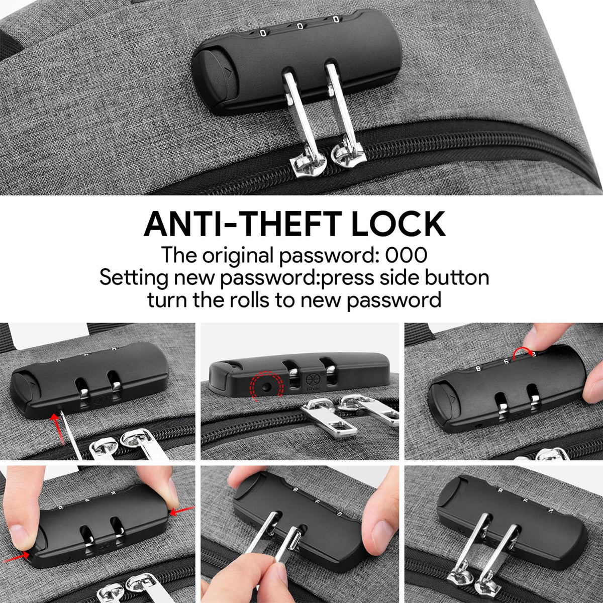 VSNOON Anti-Theft Laptop Backpack, 15.6-17.3 inch Business Laptop Bag