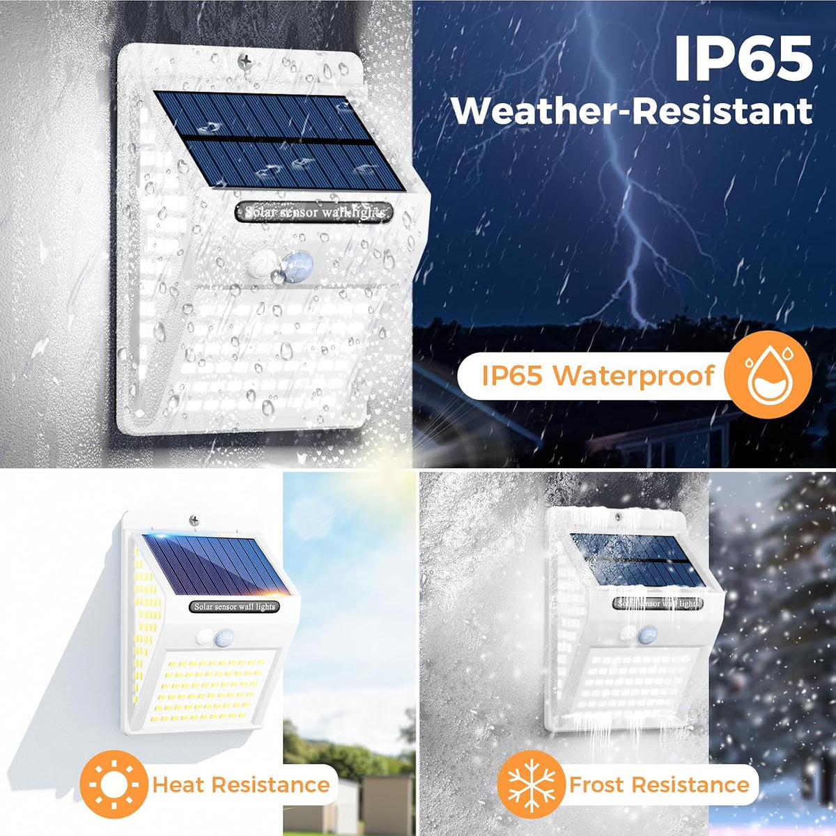 litogo [4 Pack White Frame 140LED Solar Security Lights Outdoor, Solar Motion Sensor Lights 270ºWide Angle Waterproof Solar Powered Durable Wall Lights Outside 3 Modes