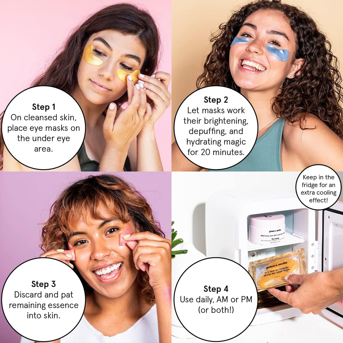 grace & stella Award Winning Under Eye Patches for Dark Circles - Illuminating Under Eye Masks for Puffy Eyes - Undereye Gel Patches with Niacinamide - Vegan - Gifts for Sisters (6 Pairs, Blue)