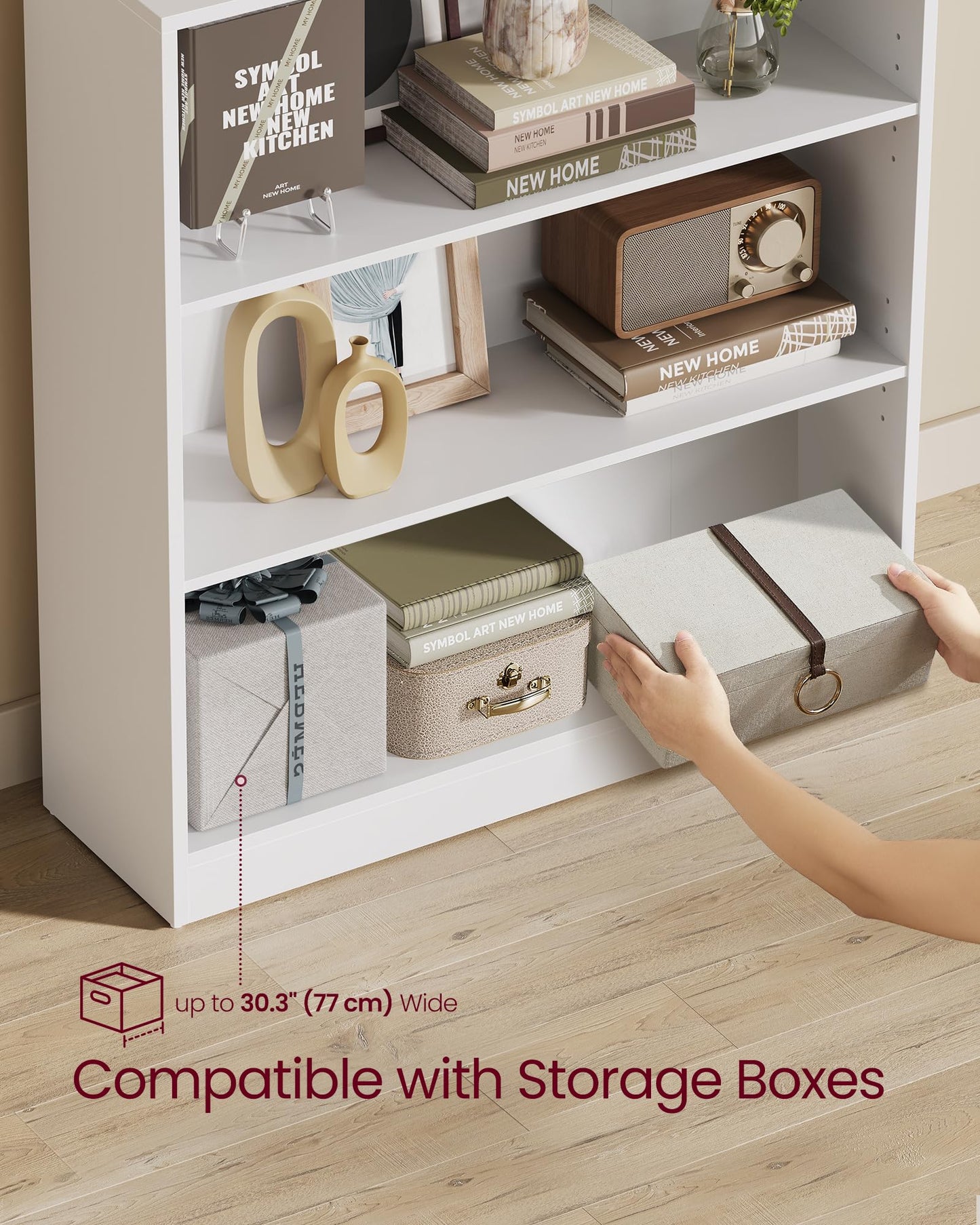 VASAGLE Bookcase, 6-Tier Bookshelf, Open Storage Shelf, Shelving Unit, 24 x 60 x 178.5 cm, for Living Room, Home Office, Dinning Room, Cloud White LBC169T14