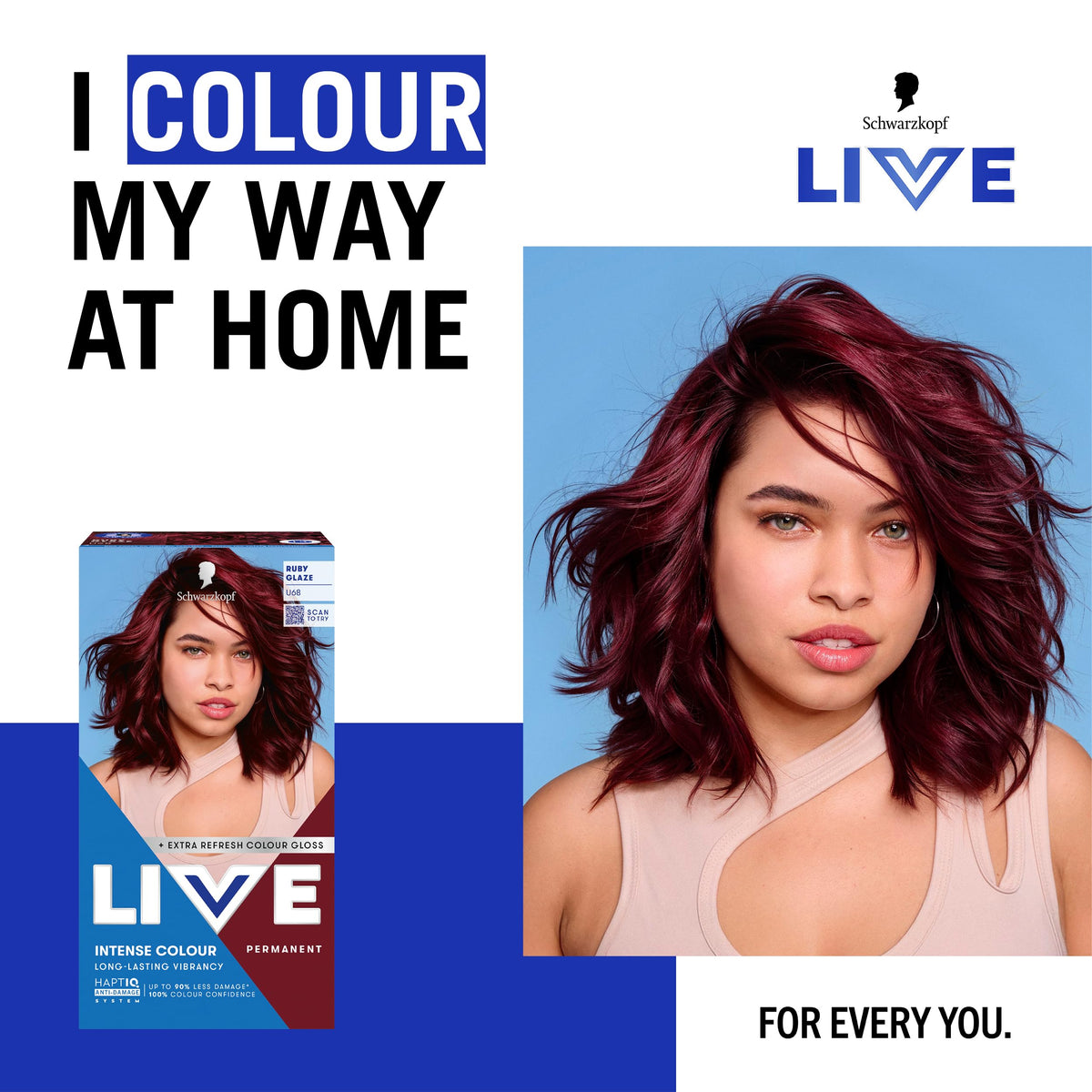 Schwarzkopf LIVE Intense Colour Hair Dye, 099 Deep Black