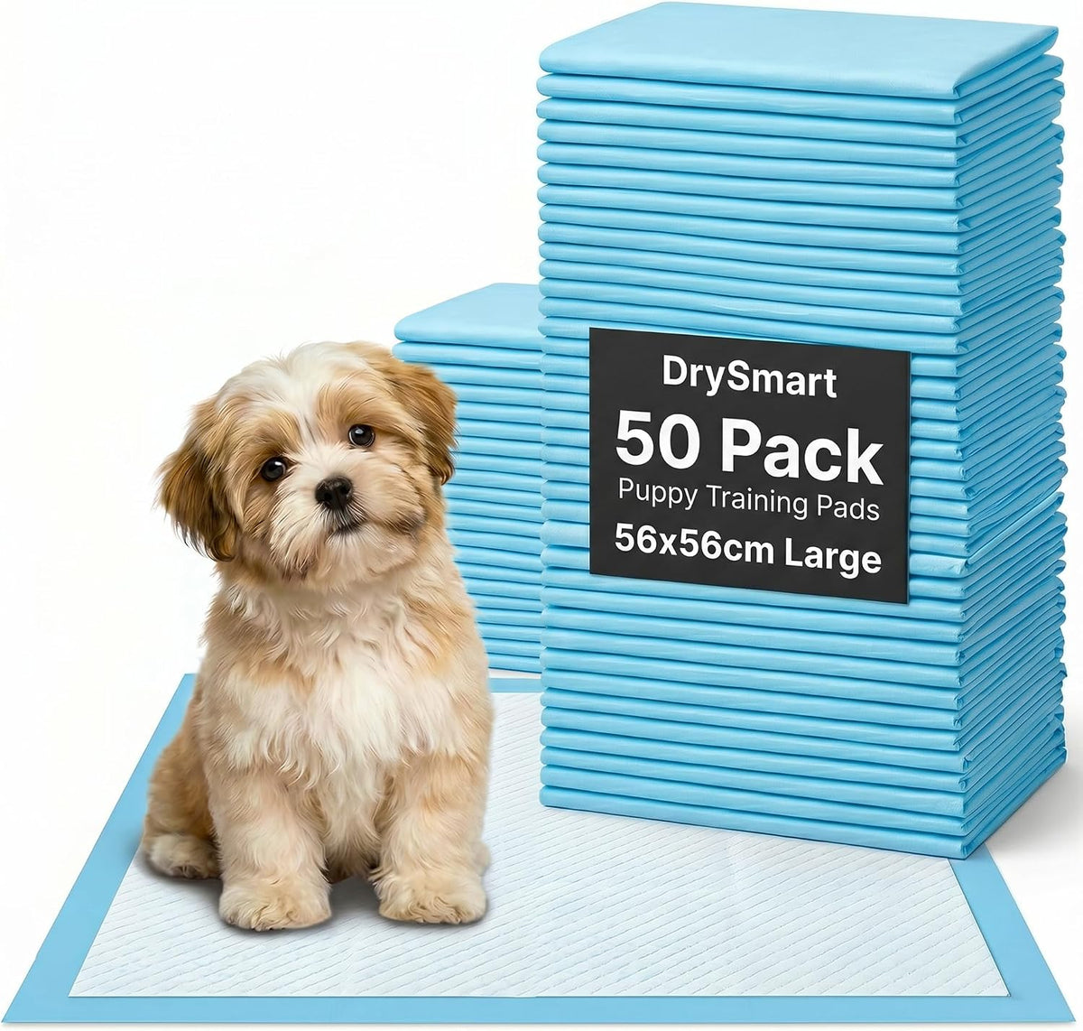 50 Pack Puppy Training Pads – 56x56cm Large Puppy Pads, Ultra-Absorbent & Leak-Proof 5-Layer Design Dog Mats for House Training, Incontinence & Pee Protection