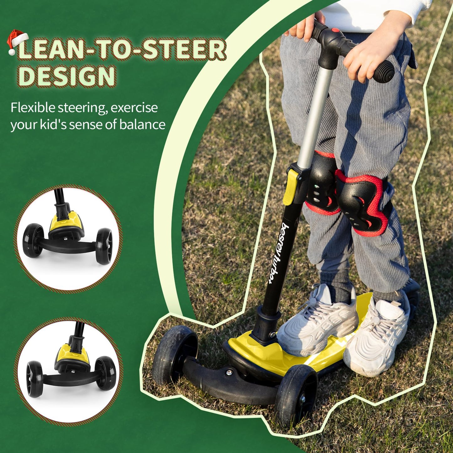 besrey 3-Wheel Toddler Scooter with Lean-to-Steer — Foldable, Anti-Slip Deck | Max 50 kg