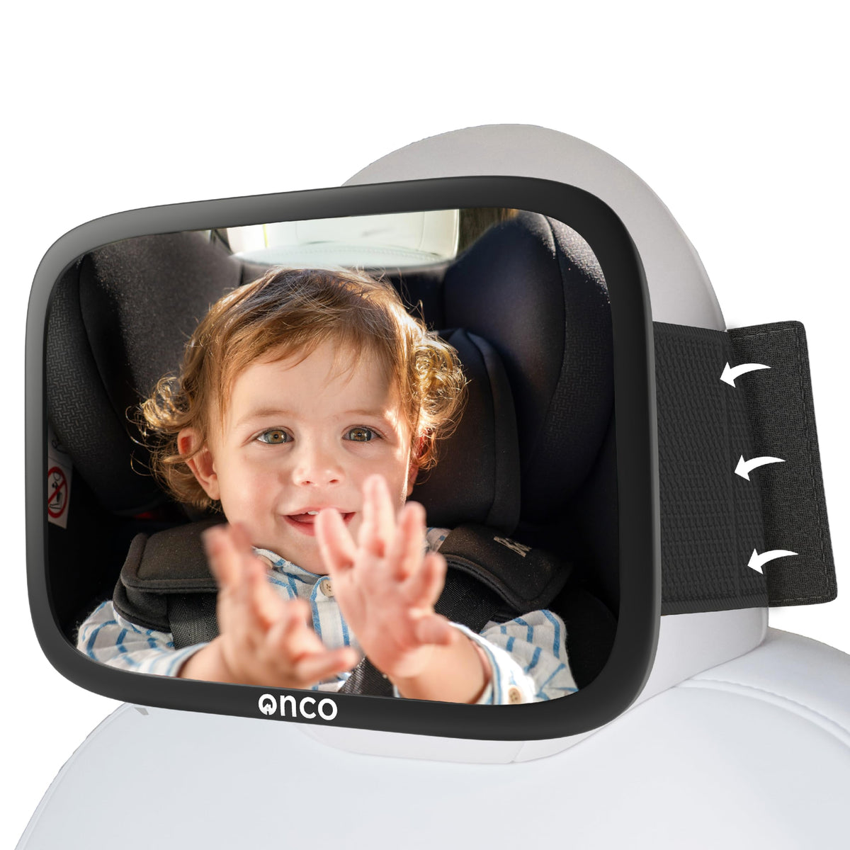 Onco Baby Car Mirror - Award-Winning, Shatterproof & Shakeproof [Black]