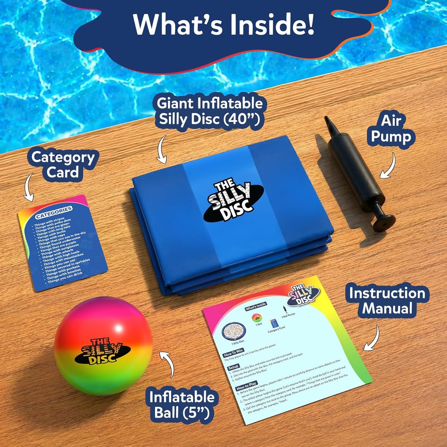 Skillmatics The Silly Disc – Fast-Paced Inflatable Pool Party Game for Kids, Teens and Families, Swimming Pool Toy for Summer Fun, Funny Spot and Shout Game, Gifts for Ages 8, 9,10 & Up, 2-8 Players