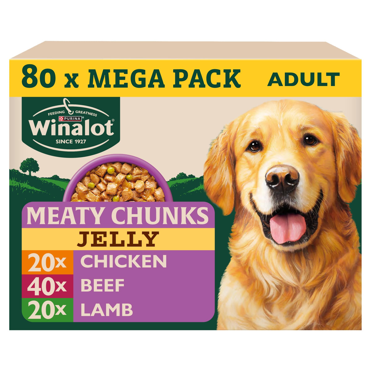 WINALOT Sunday Dinner Mixed in Gravy Wet Dog Food Pouches 40x100g