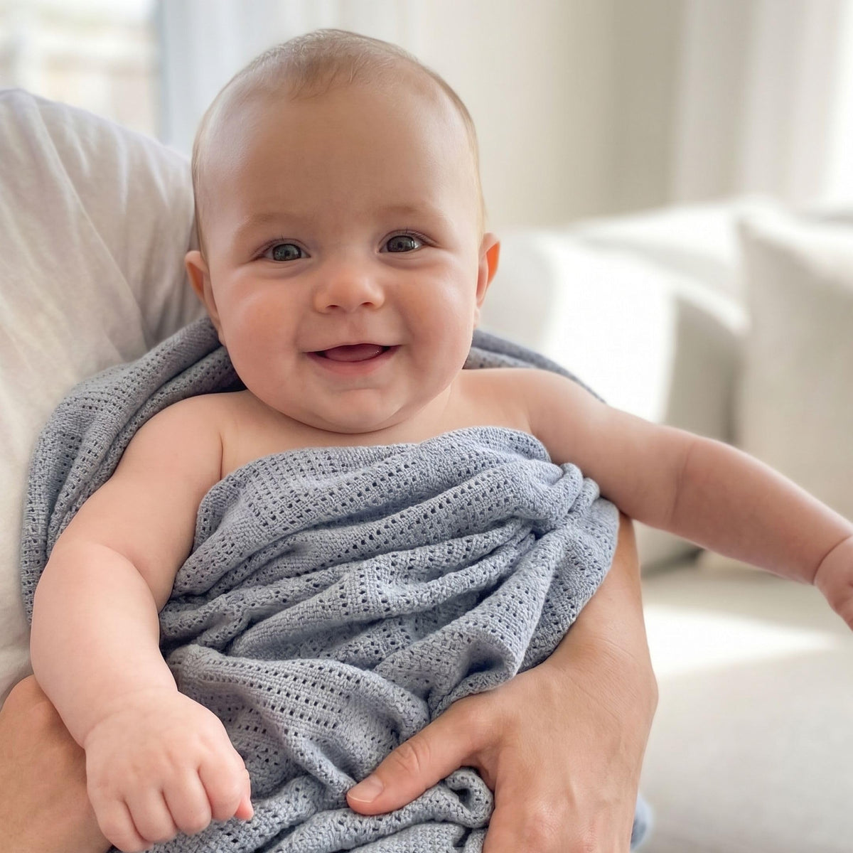 Bloomsbury Mill - Cellular Blankets Baby - 100% Organic Cotton - 2 Pack - Cloud - White - Newborn Essentials - Soft Breathable Baby Blankets for Pram, Cot, Moses Basket - 75x95cm
