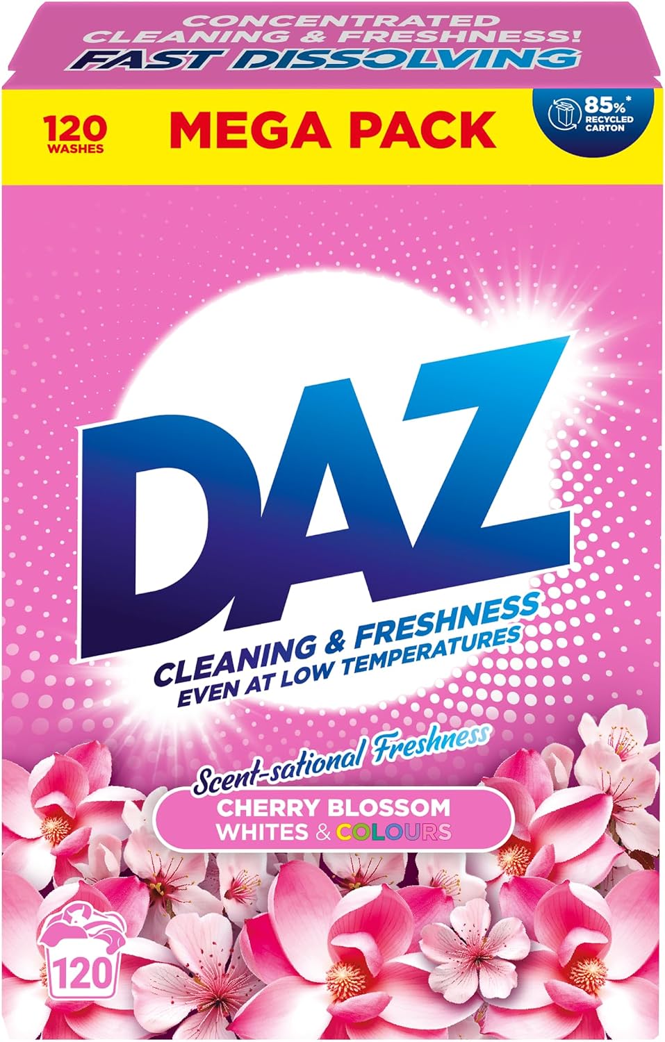 Daz Cherry Blossom Washing Powder 120 Washes, Bio Laundry Detergent