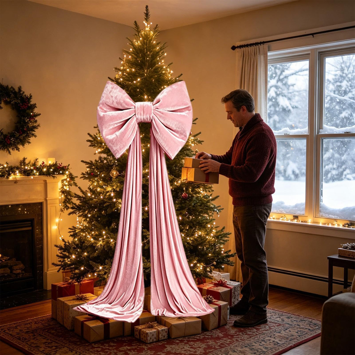 Large Christmas Tree Topper Bow, 200CM Giant Velvet Christmas Tree Bows
