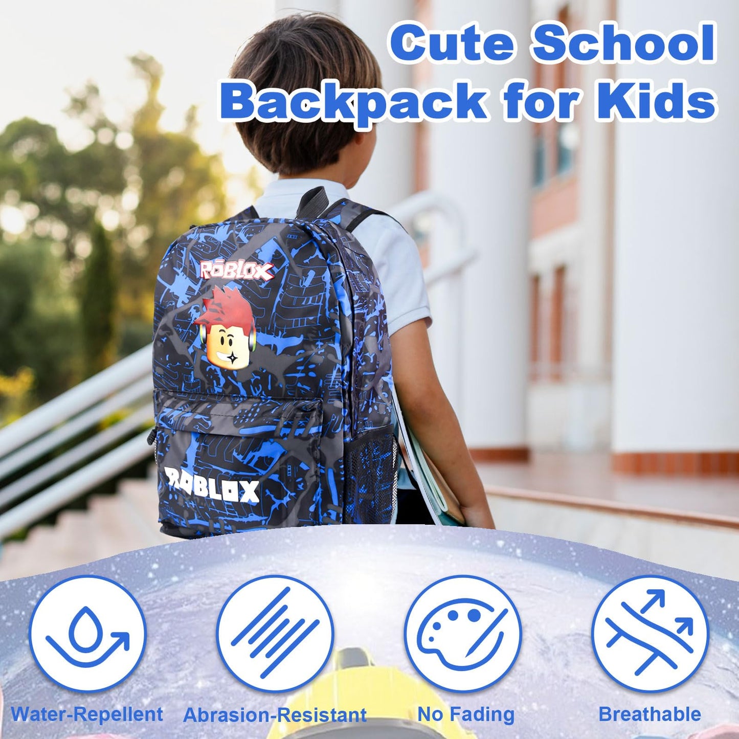 yumcute De-mn Backpack Kids, Teen Game School Bags, Children Primary Schoolbag, Children's School Backpack, 17 Inch Large Capacity Travel Rucksack Waterproof Boys Girls Book Bags for Aged 3-12 Years