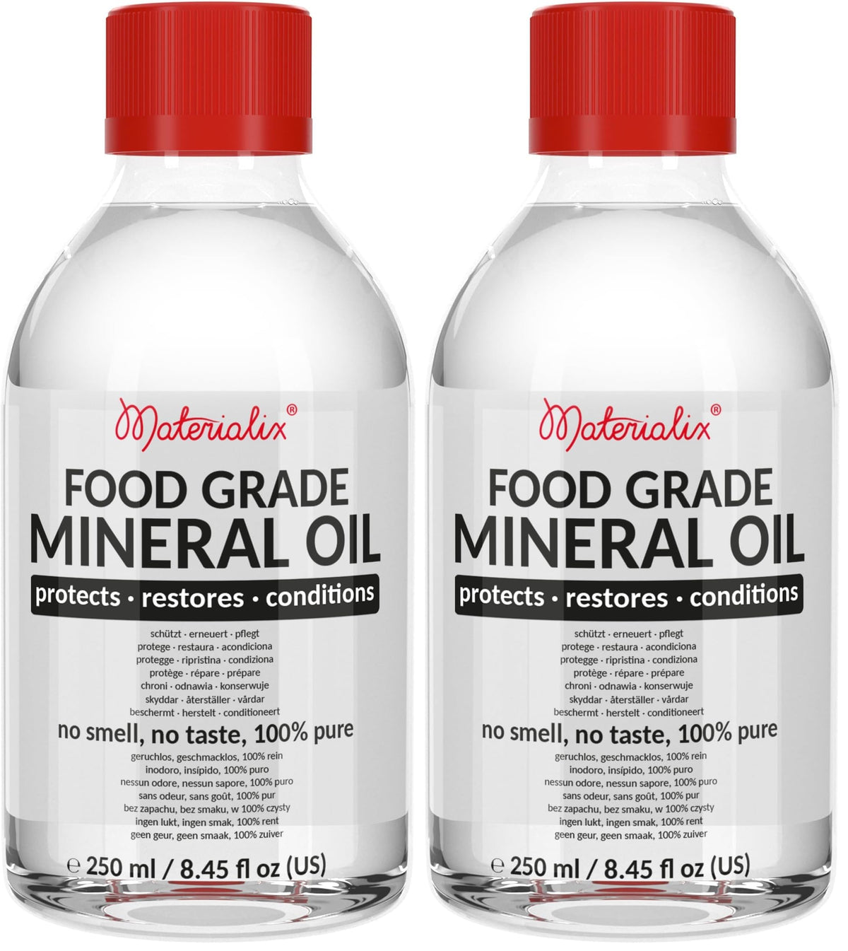 Materialix Food Grade Mineral Oil 1000ml - for Wood, Bamboo, Stainless - Chopping Board Oil, Butcher Block Oil - Cutting Board Oil and Conditioner, Wood Oil, Knife Oil, Mineral Oil Food Grade